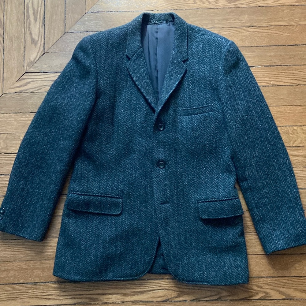 Harris Tweed Charcoal Herringbone Wool Blazer James Lee Tailoring Japan 60s 38R